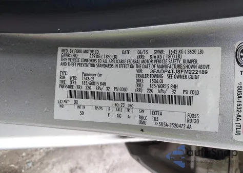 2015 Ford Fiesta S from USA, damaged, VIN 3FADP4TJ8FM222189